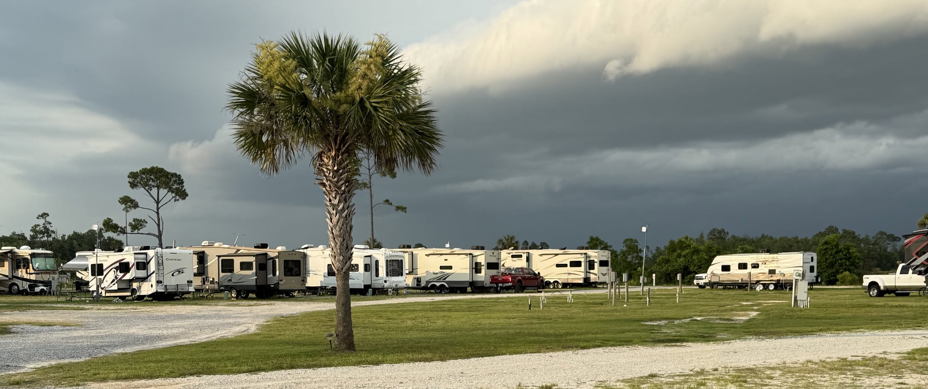 Summer storm clouds rolling over the resort