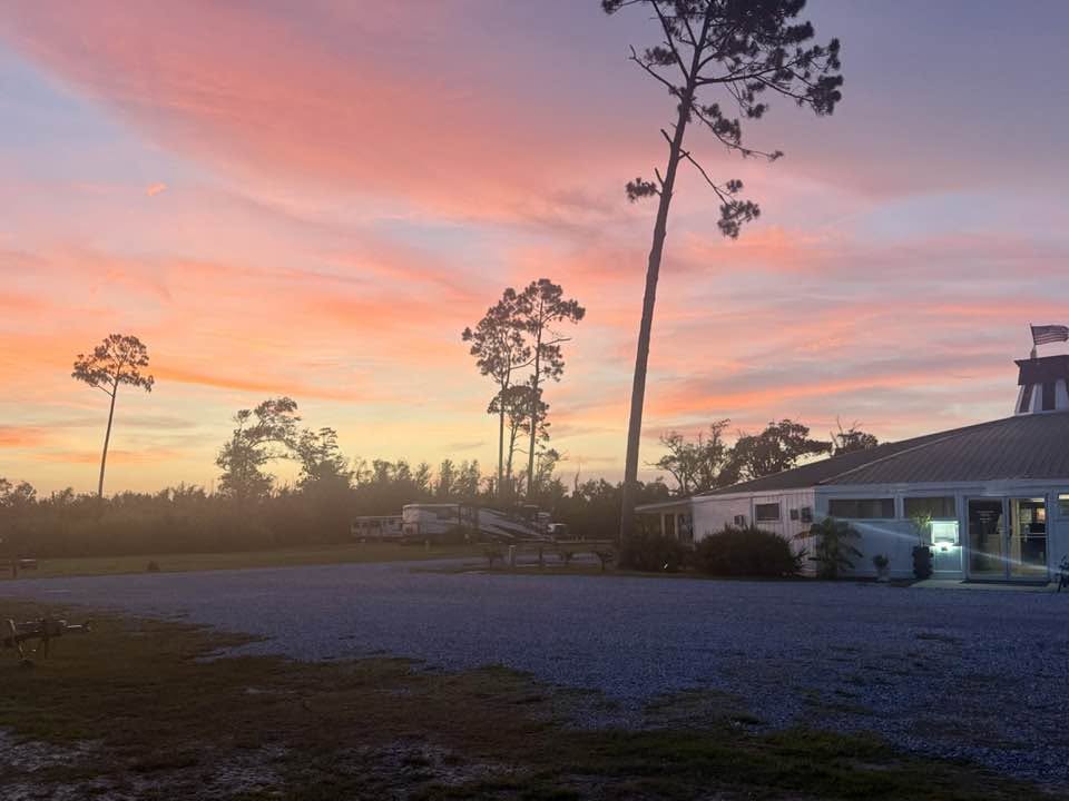 Pastel evening sky over the resort